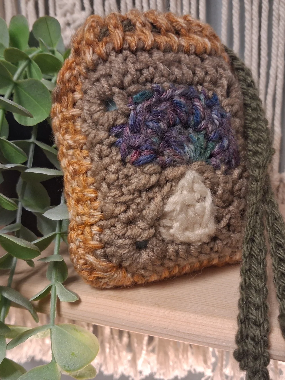 Crochet Mushroom Drawstring Pouch | Mini Earbud Bag | Handmade Cottagecore